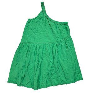 Anthropologie Sz XL Dress One Shoulder Ruffled Tiered Green Viscose